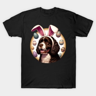 American Water Spaniel with Bunny Ears Easter Delight T-Shirt